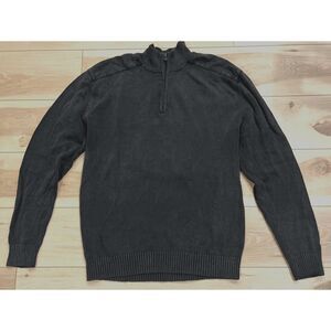 Method Sweater Mens Adult XXL Dark Gray Ramie Cotton 1/4 Zip Mock‎ Neck  EUC